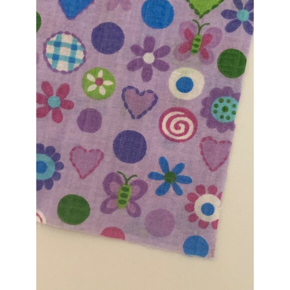 VTG Fabric  Pink Purple Blue Floral white Dot Quilting Sewing Cloth Art Crafts - Picture 12 of 16